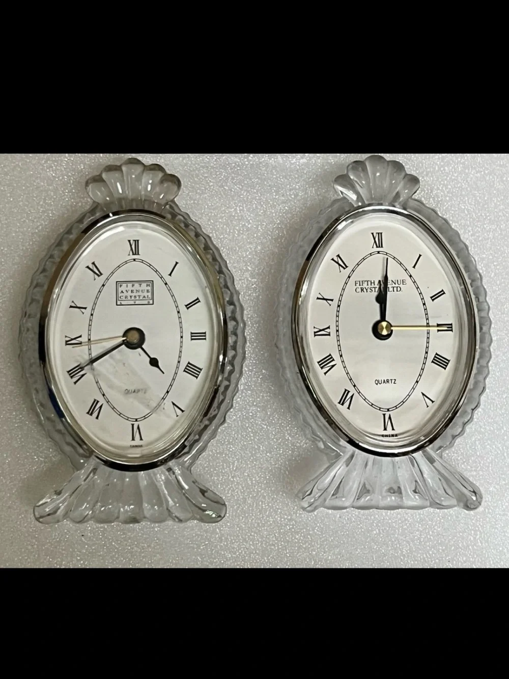 Vintage Fifth Avenue Crystal Clear Quartz Desk Clock